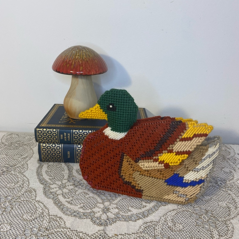 Vintage Handmade Plastic Canvas Mallard Duck